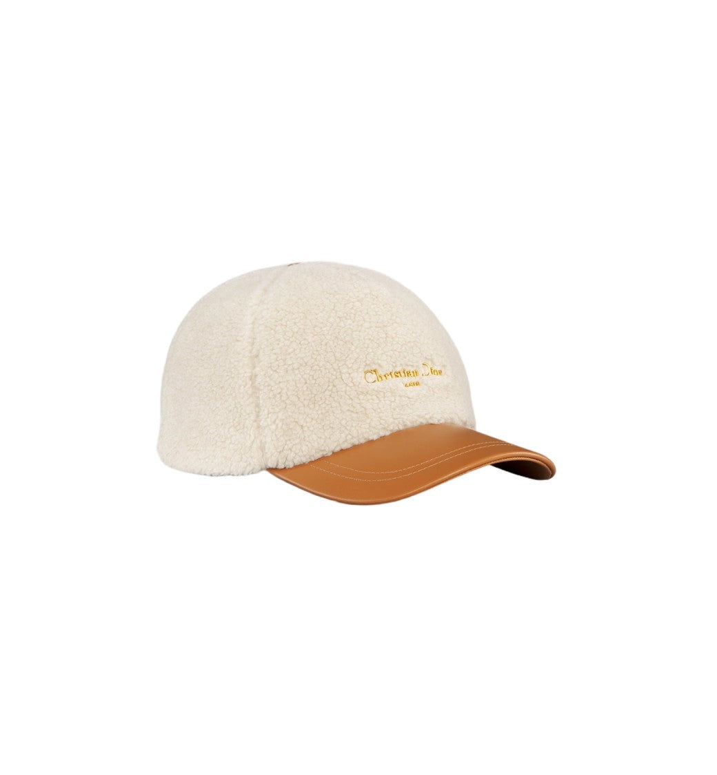 Christian Dior Cream Soft Textured Cap Brown Brim