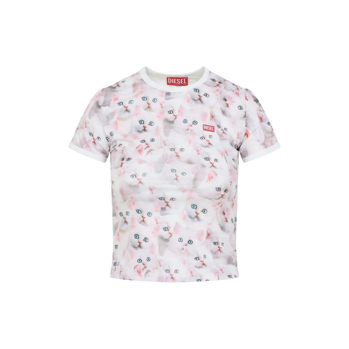 Diesel Playful Printed T-Shirt With White Cat Motif