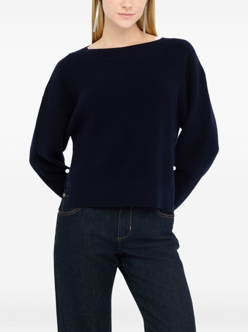 Liu Jo Navy Blue Boat Neck Sweater