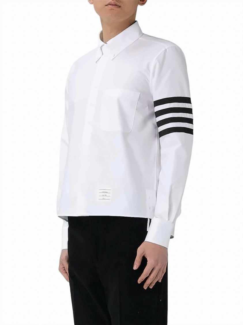 Thom Browne Long-Sleeve Cotton Shirt With Horizontal Stripes