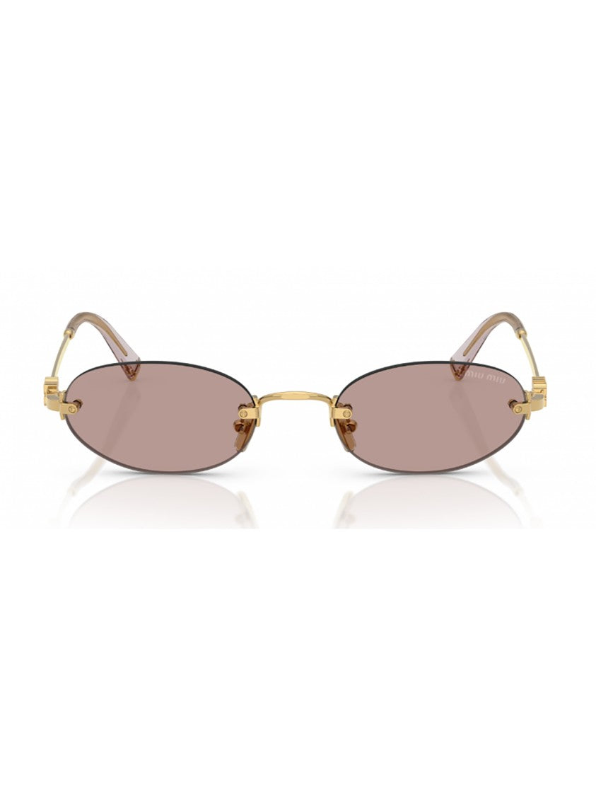 Miu Miu Gold A54s Sole Oval Brown Sunglasses