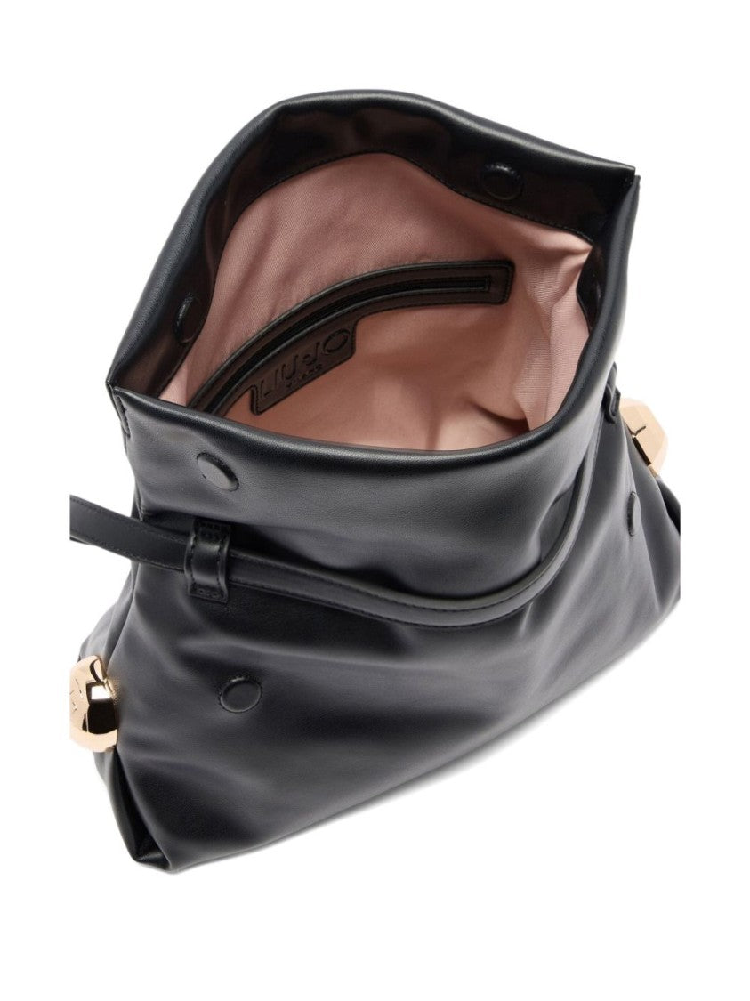 Liu Jo Black Clutch With Sophisticated Ruched Texture