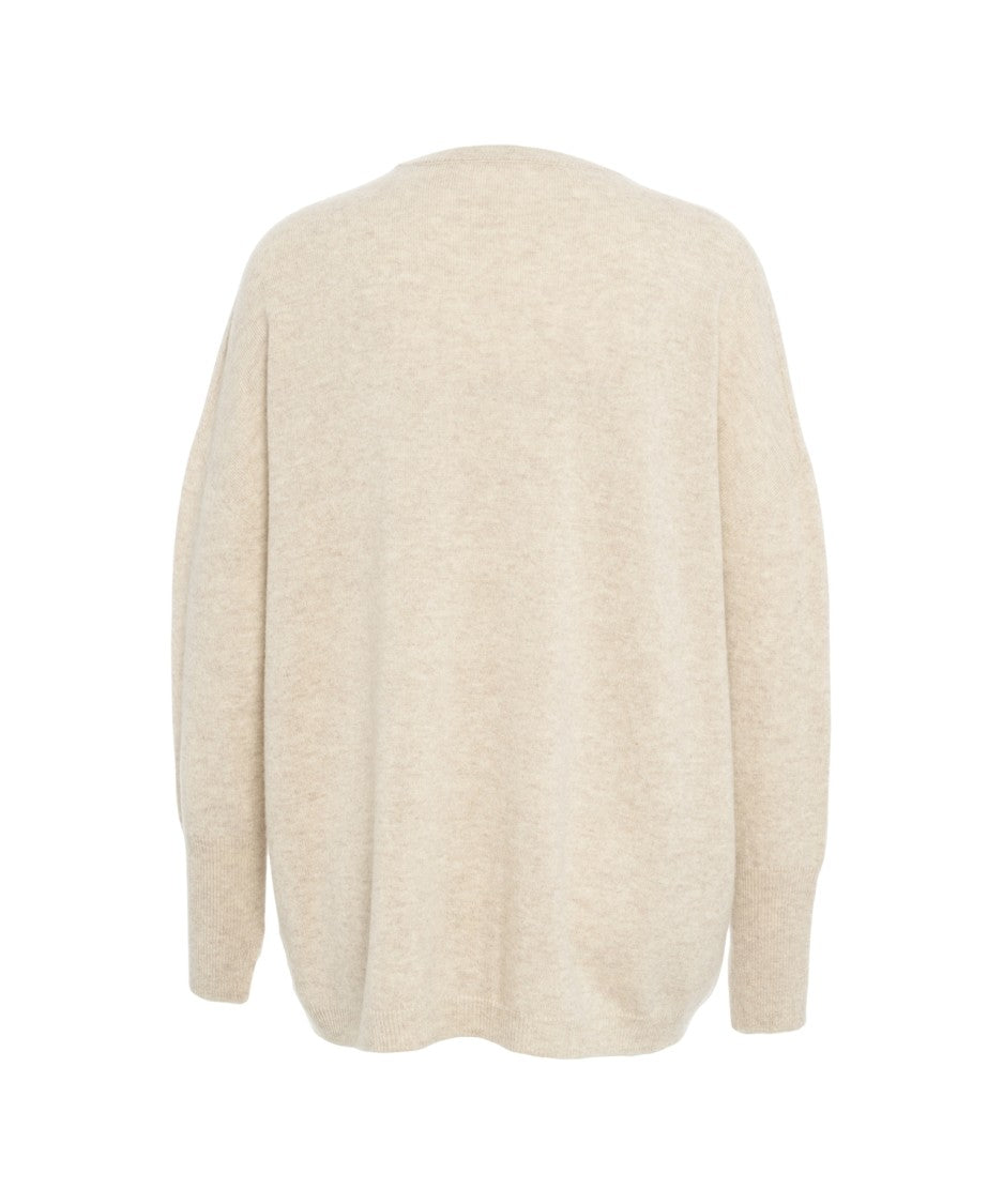 Mvm Beige Oversized Wool Pullover