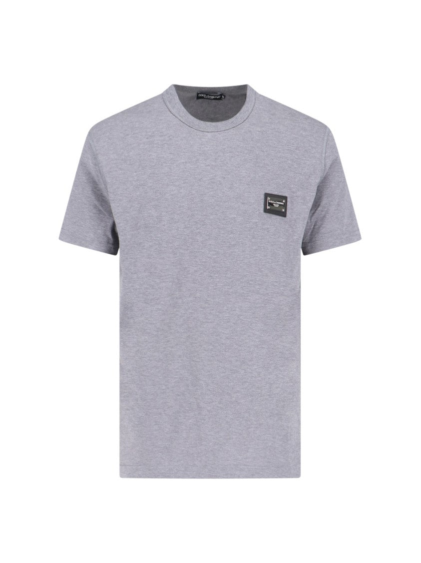 Dolce & Gabbana Logo T-Shirt With Plaque – Gray