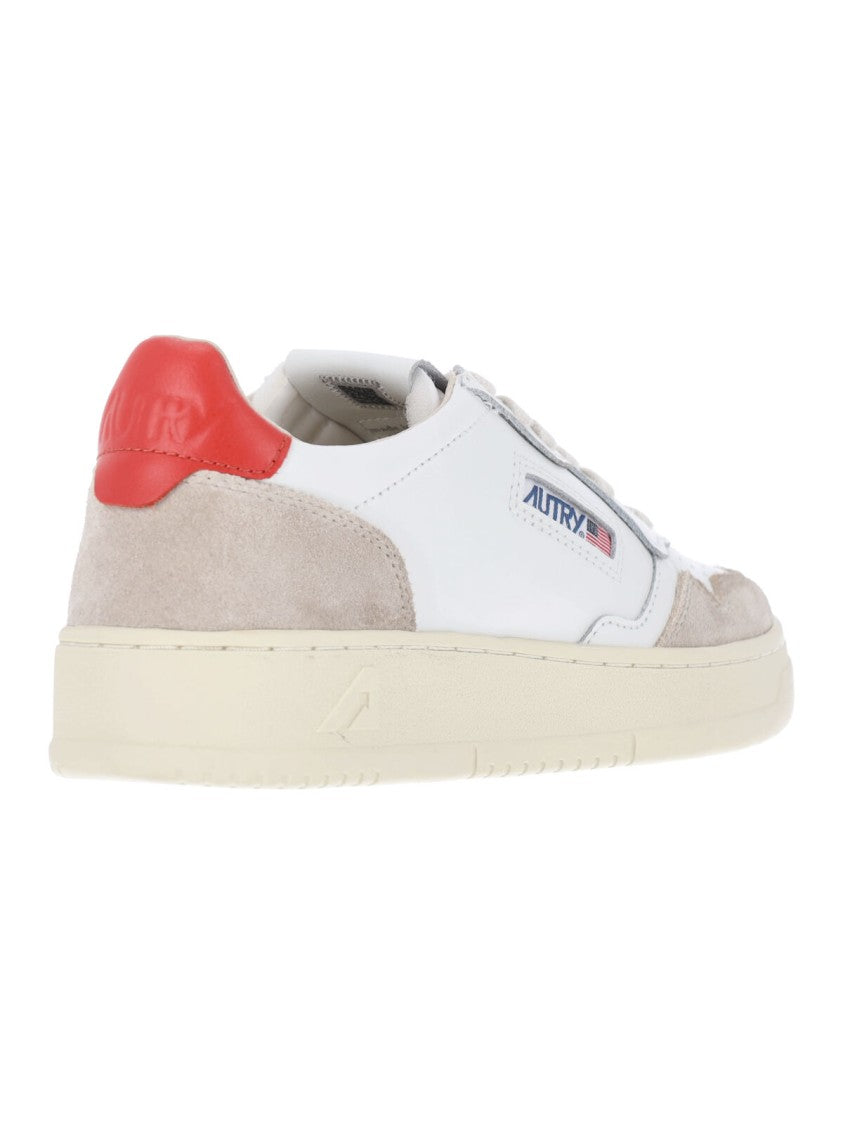Autry Rounded Toe Low-Top Sneakers With Suede Accents
