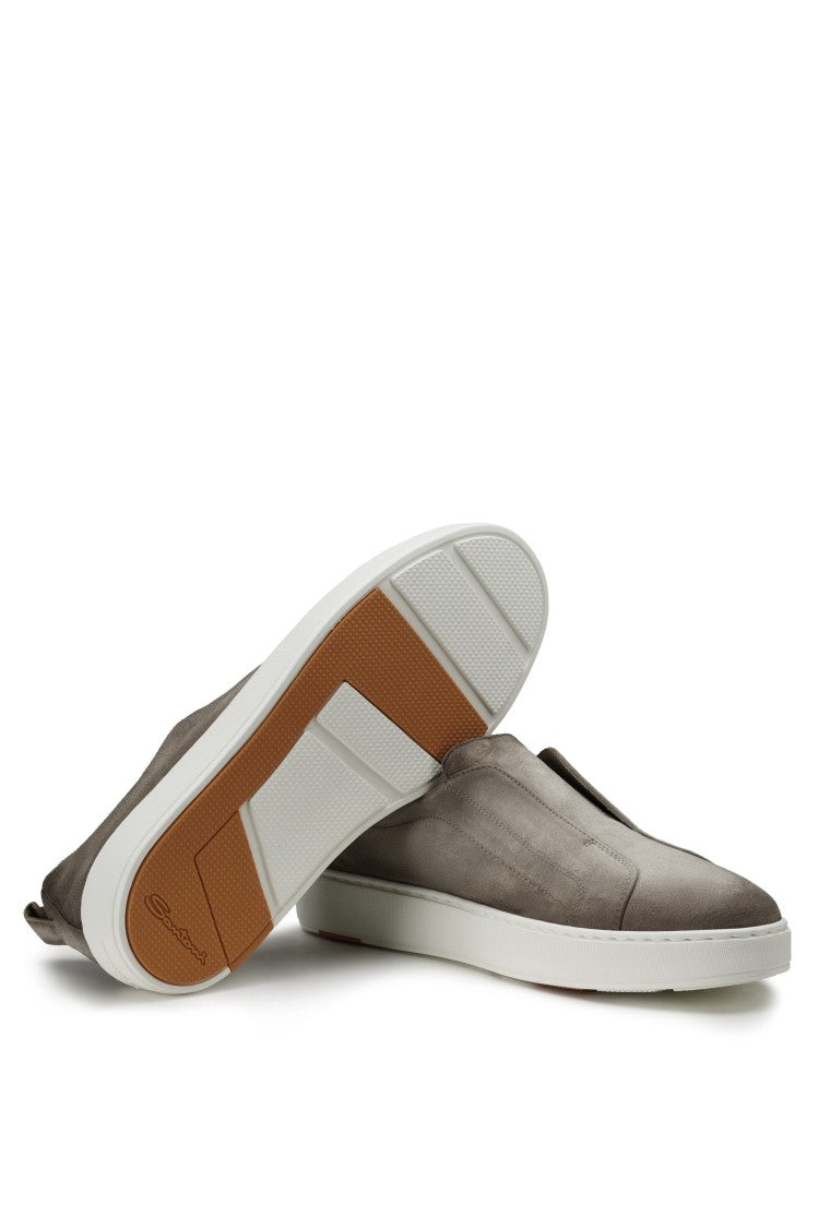 Santoni Seta Hand-Varnished Suede Sneakers