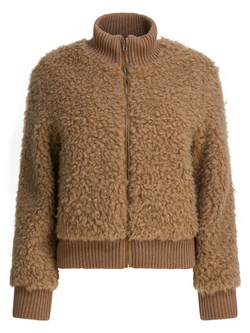 Thelaurent Cropped Beige Jacket With Textured Wool-Cashmere Blend