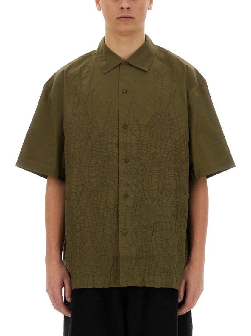 Ymc Green Textured Cotton "Ciders" Shirt