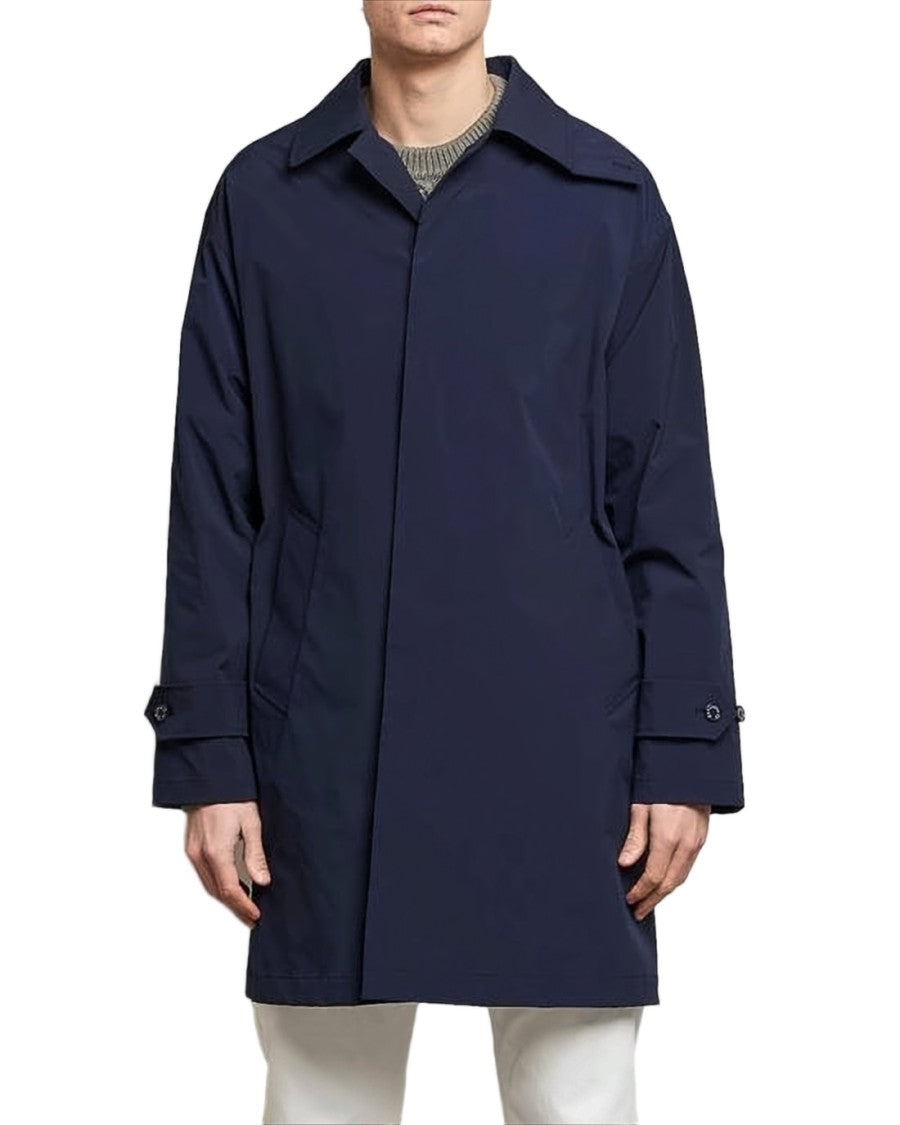 Mackintosh Blue Mackintosh Coat With Concealed Fastenings
