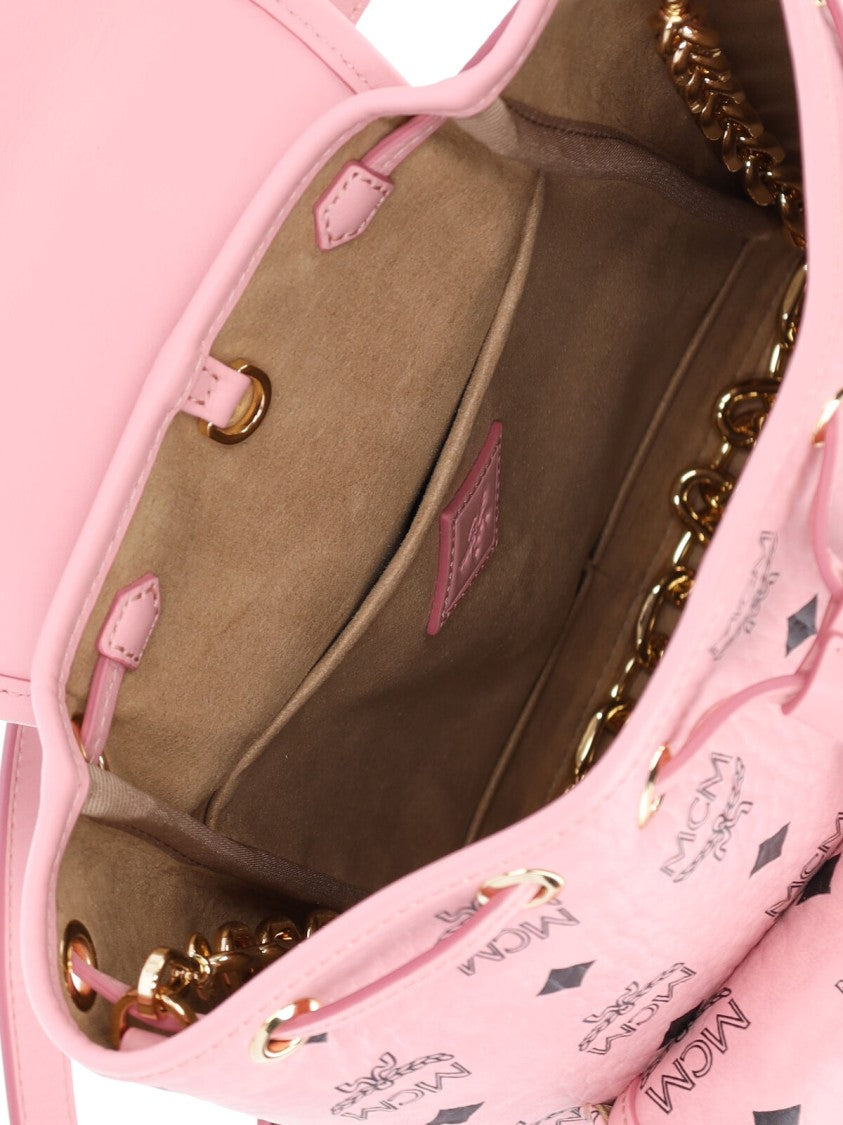 Mcm Pink Aren Visetos Flap Backpack