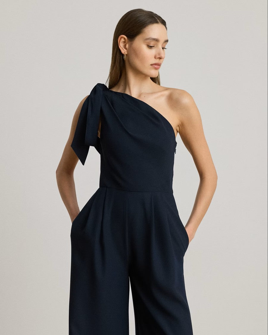 Lauren Ralph Lauren Navy Blue Satin Crepe Jumpsuit