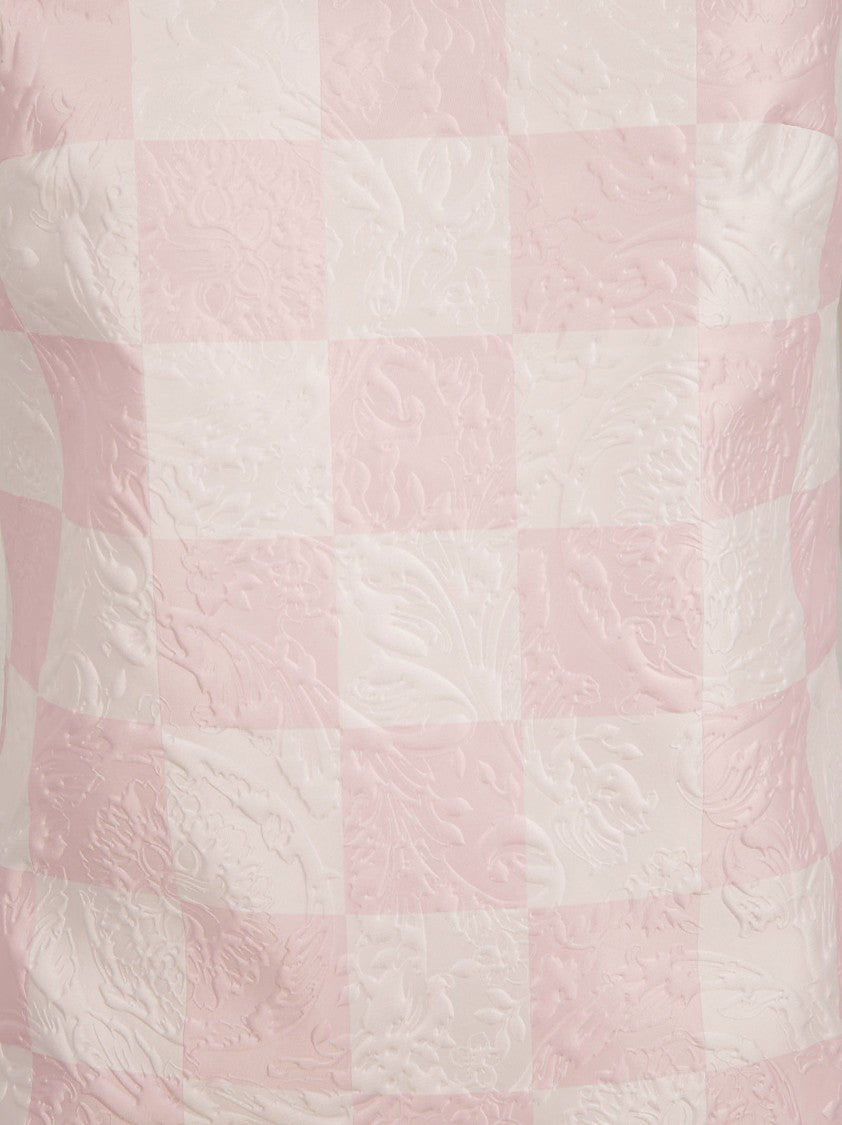 Versace Sleeveless Checkerboard Dress With Decorative Buttons