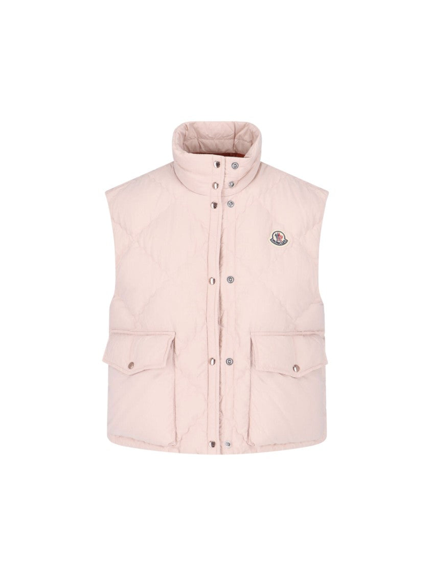 Moncler Pink Padded High-Collar Quilted Vest