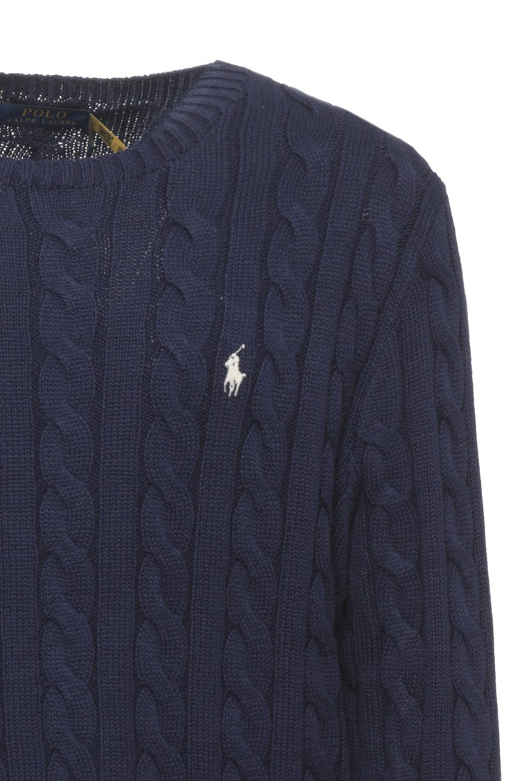 Polo Ralph Lauren Blue Pony Braided Cotton Sweater