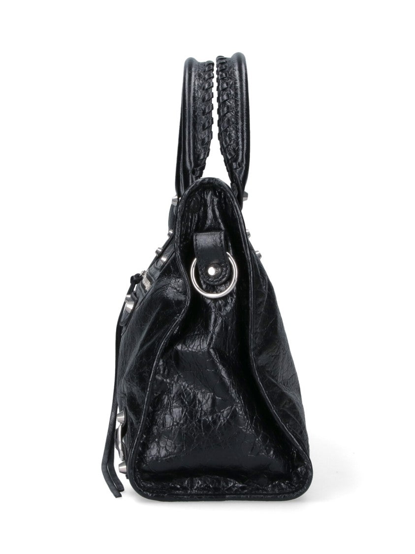 Balenciaga Structured Black Bag With Smooth Finish