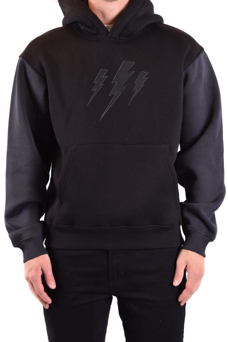 Neil Barrett Relaxed Fit Black Sweatshirt Lightning Bolt