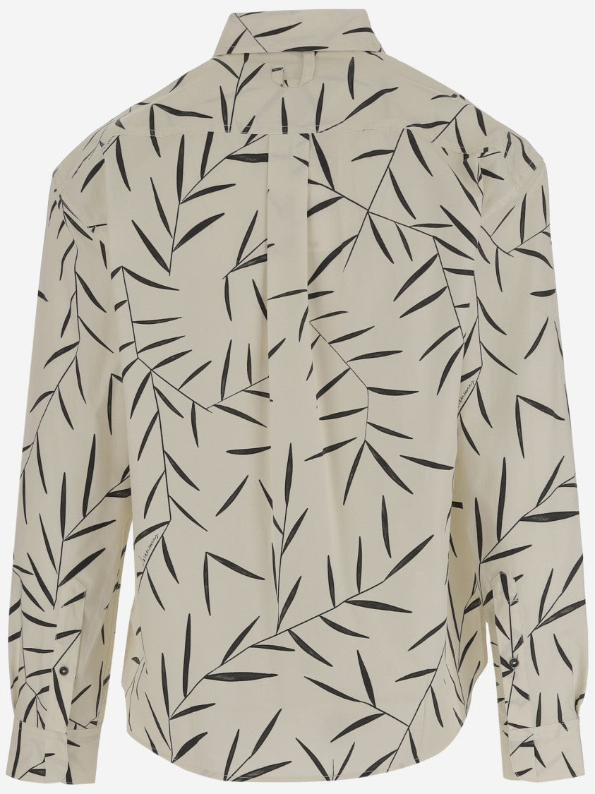 Jacquemus Pointed Collar Cotton Poplin Shirt With Foliage Print