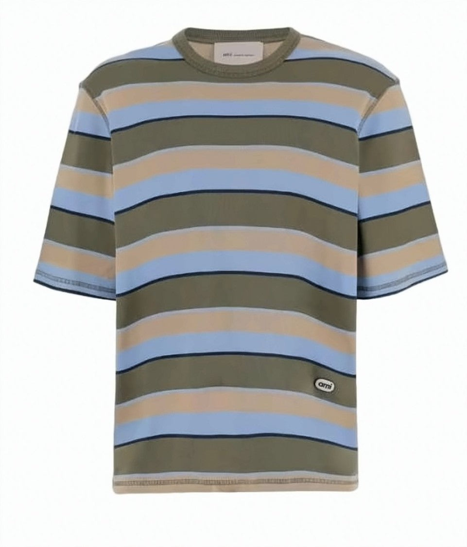 Ami Paris Horizontal Striped Relaxed Fit T-Shirt