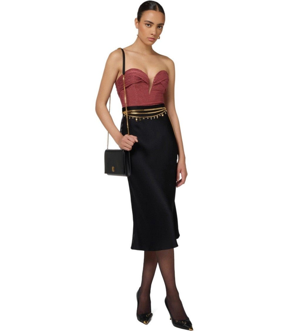 Elisabetta Franchi Black Midi Skirt