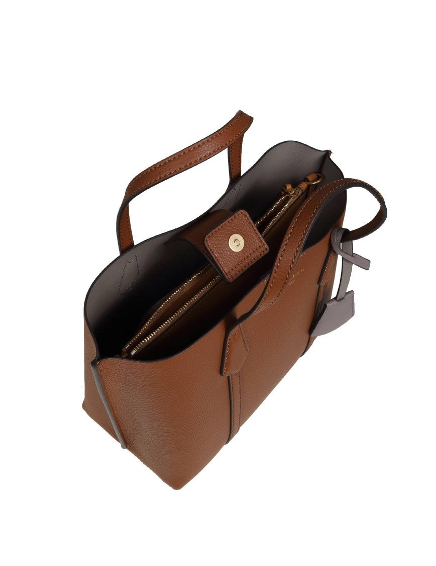 Tory Burch Shopping Perry Small Triple-Compartment Tote In Leather Color