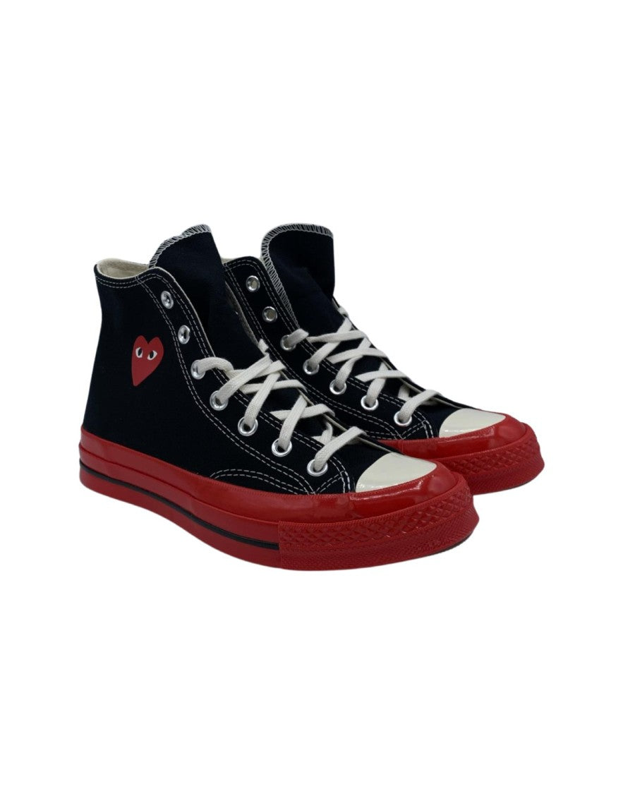 Cdg Play High-Top Sneakers With Red Heart Logo