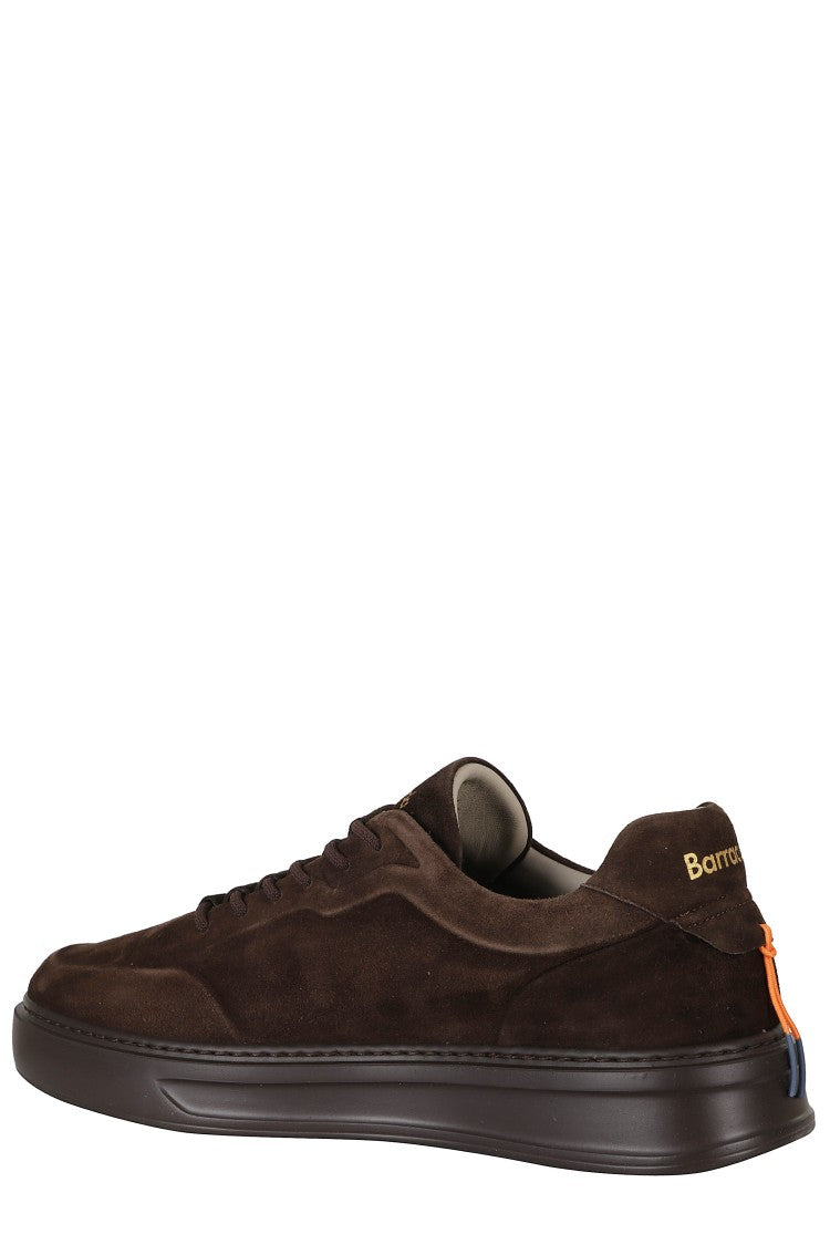 Barracuda Phoenix Brown Low-Top Gold Logo Suede Sneakers