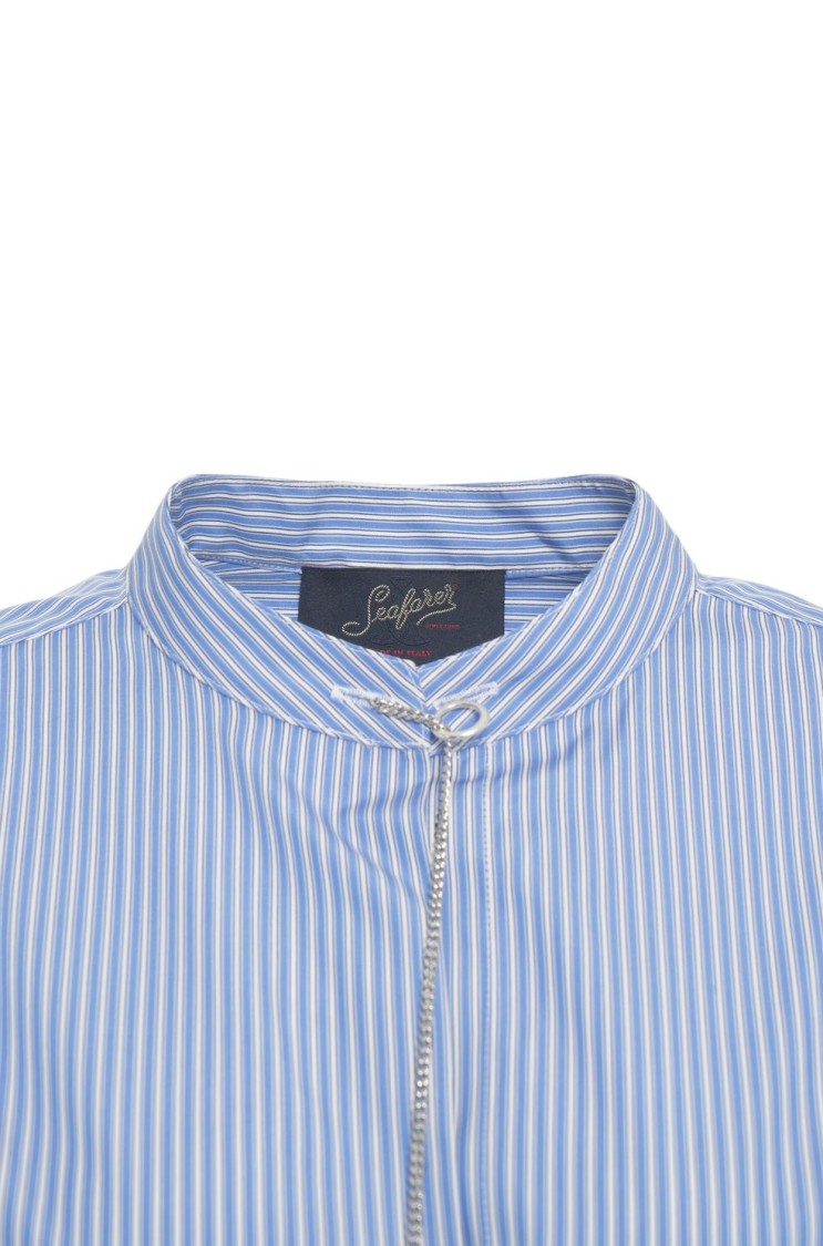 Seafarer Striped Shirt With Mandarin Collar