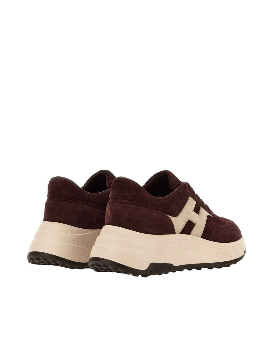 Hogan Brown Hi-Fi Suede Leather Sneakers