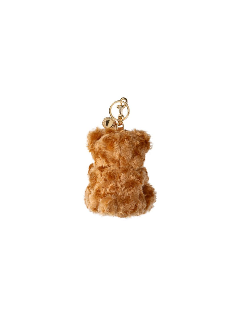 Moschino Brown Teddy Bear Fabric Keyring Charm