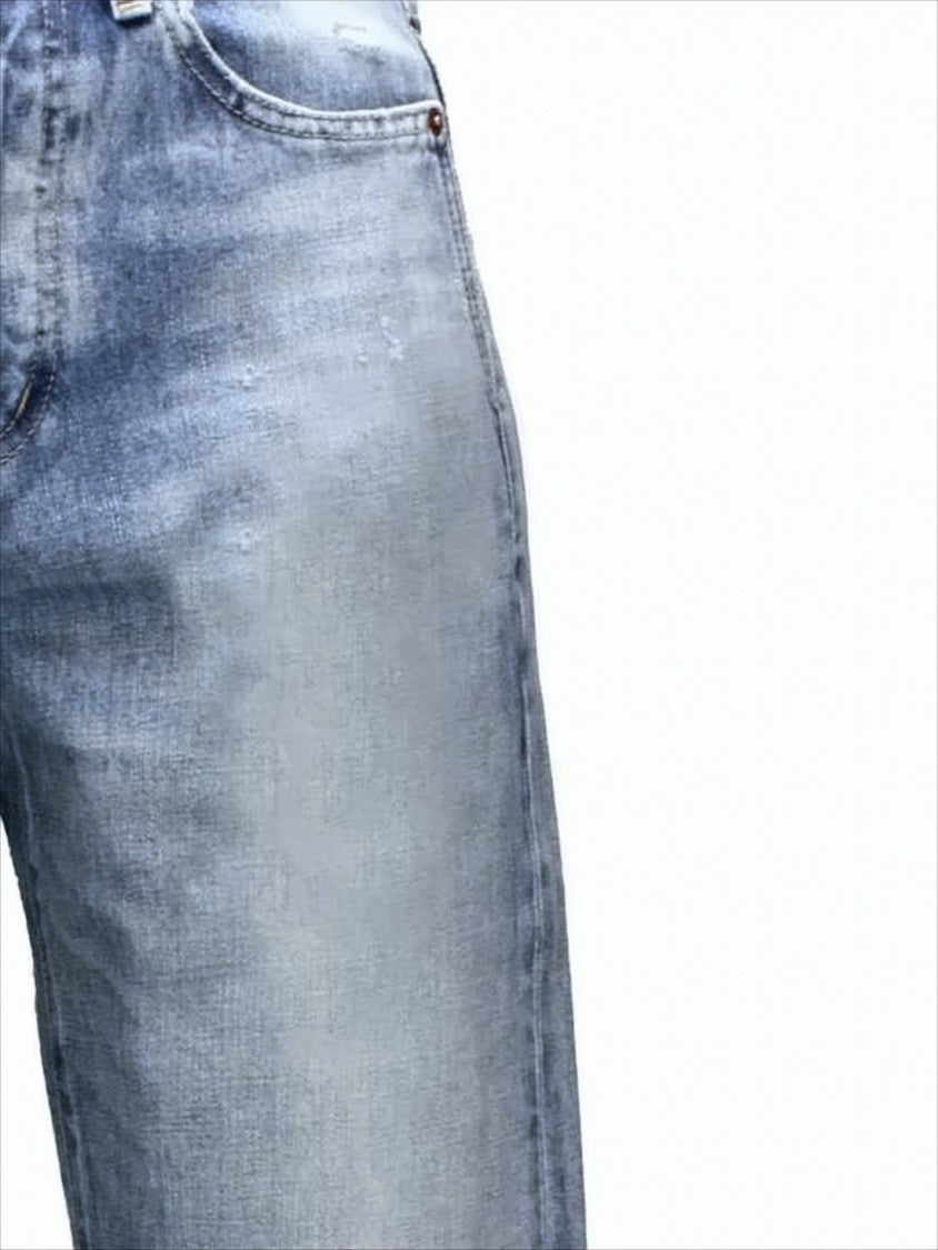 Saint Laurent Classic Straight-Leg Denim Pants With Wash Effect
