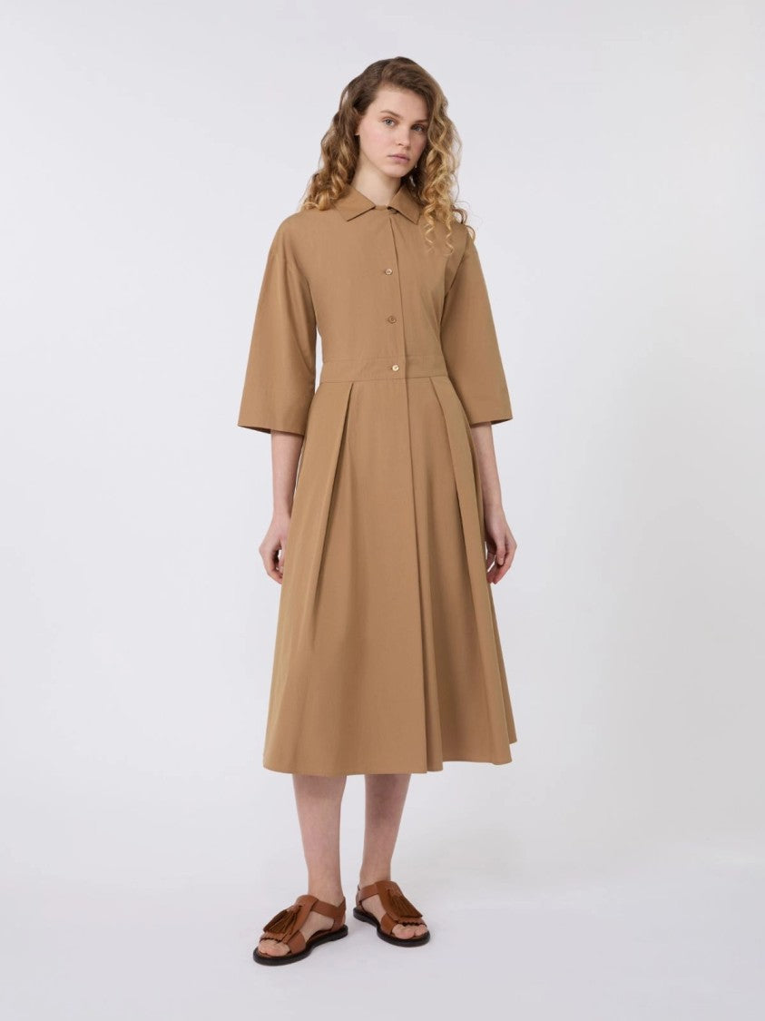 Max Mara Knee-Length Dress With Classic Collar And Pleated Skirt