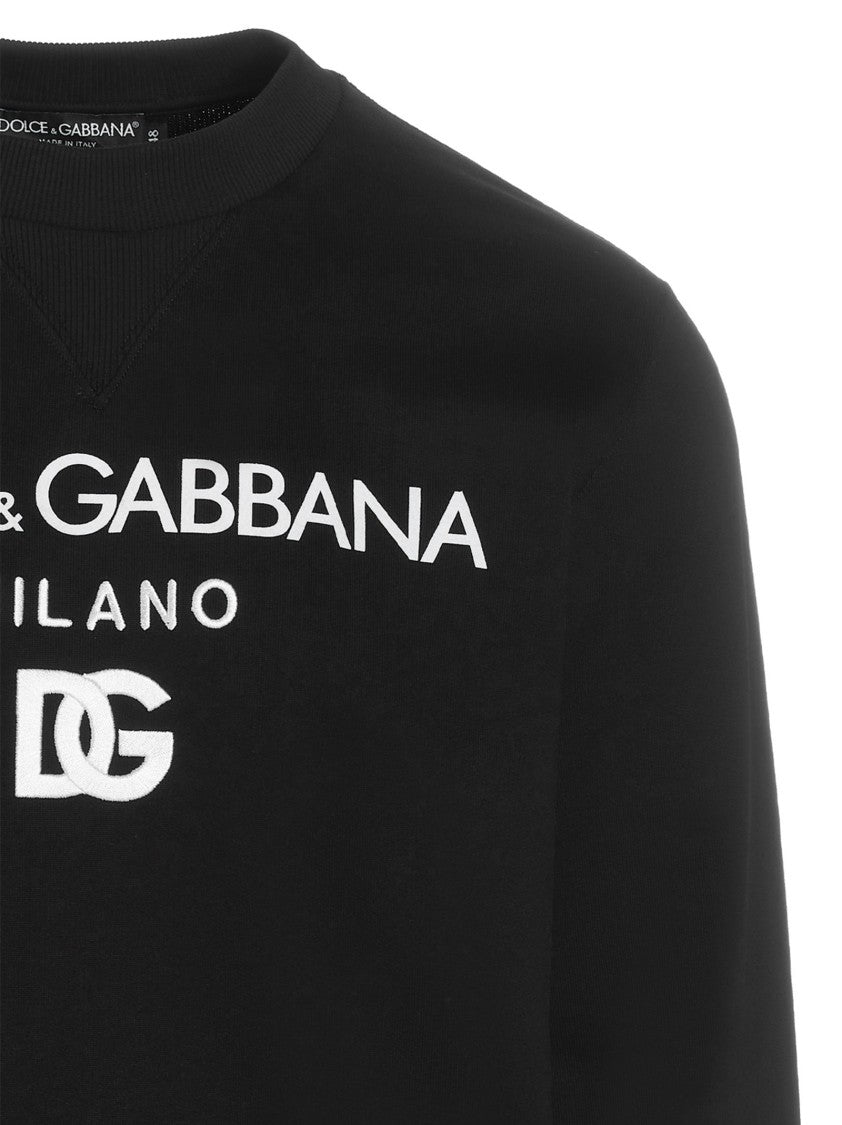 Dolce & Gabbana Iconic Logo Embellished Cotton Sweatshirt