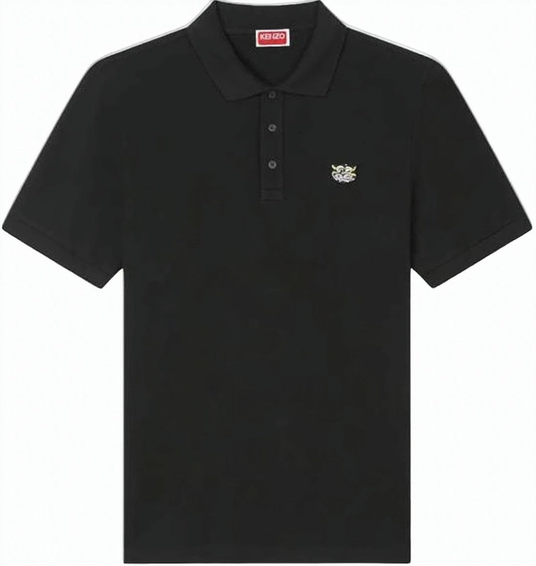 Kenzo Black Polo Shirt With Embroidered Logo
