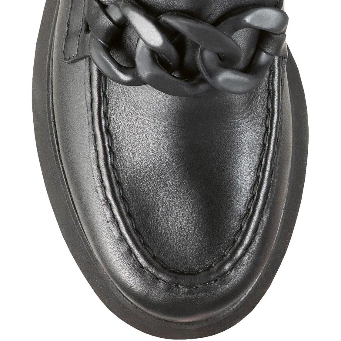 Högl Black Stacy Chunky Chain Detail Leather Loafers