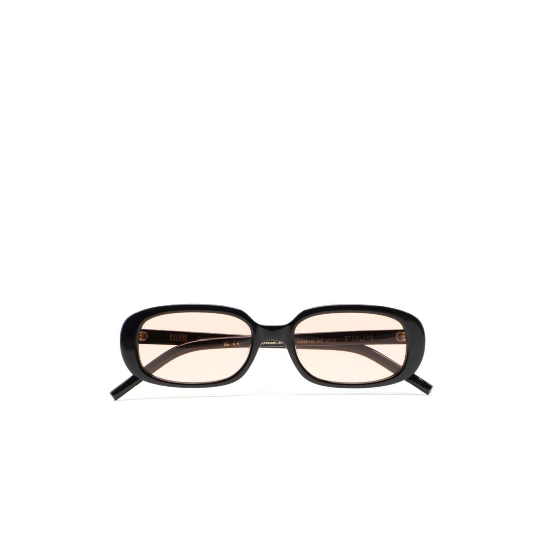 Kaleos Stirling Rectangular Black Sunglasses With Light Brown Tinted Lenses