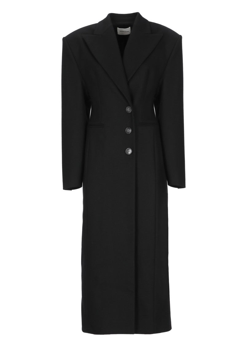 The Andamane Black Peak Lapel Tailored Wool Coat