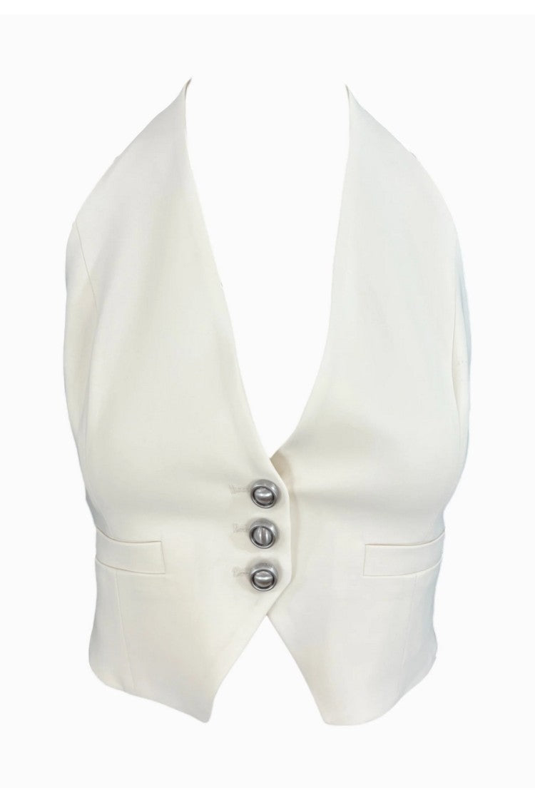 Pinko White Halter-Neck Waistcoat