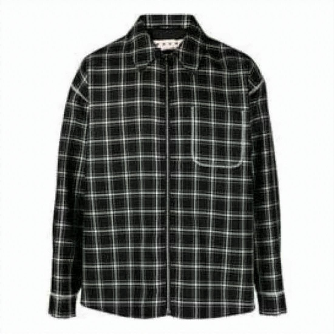 Marni Black And White Plaid Bomber Jacket With Structured Collar