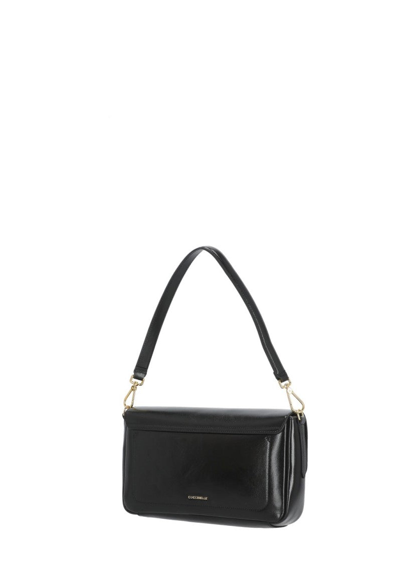 Coccinelle C-Me Lock Large Shoulder Bag With Polished Leather Finish