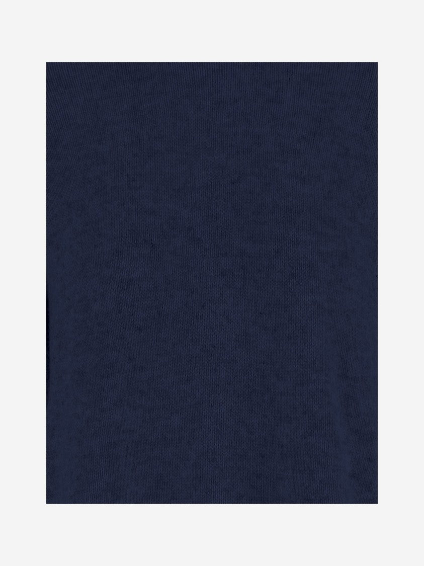 Allude Crew Neck Cashmere Sweater With Ribbed Edges