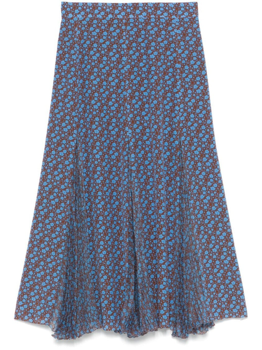 Ermanno Scervino Midi Silk Skirt With Floral Pattern