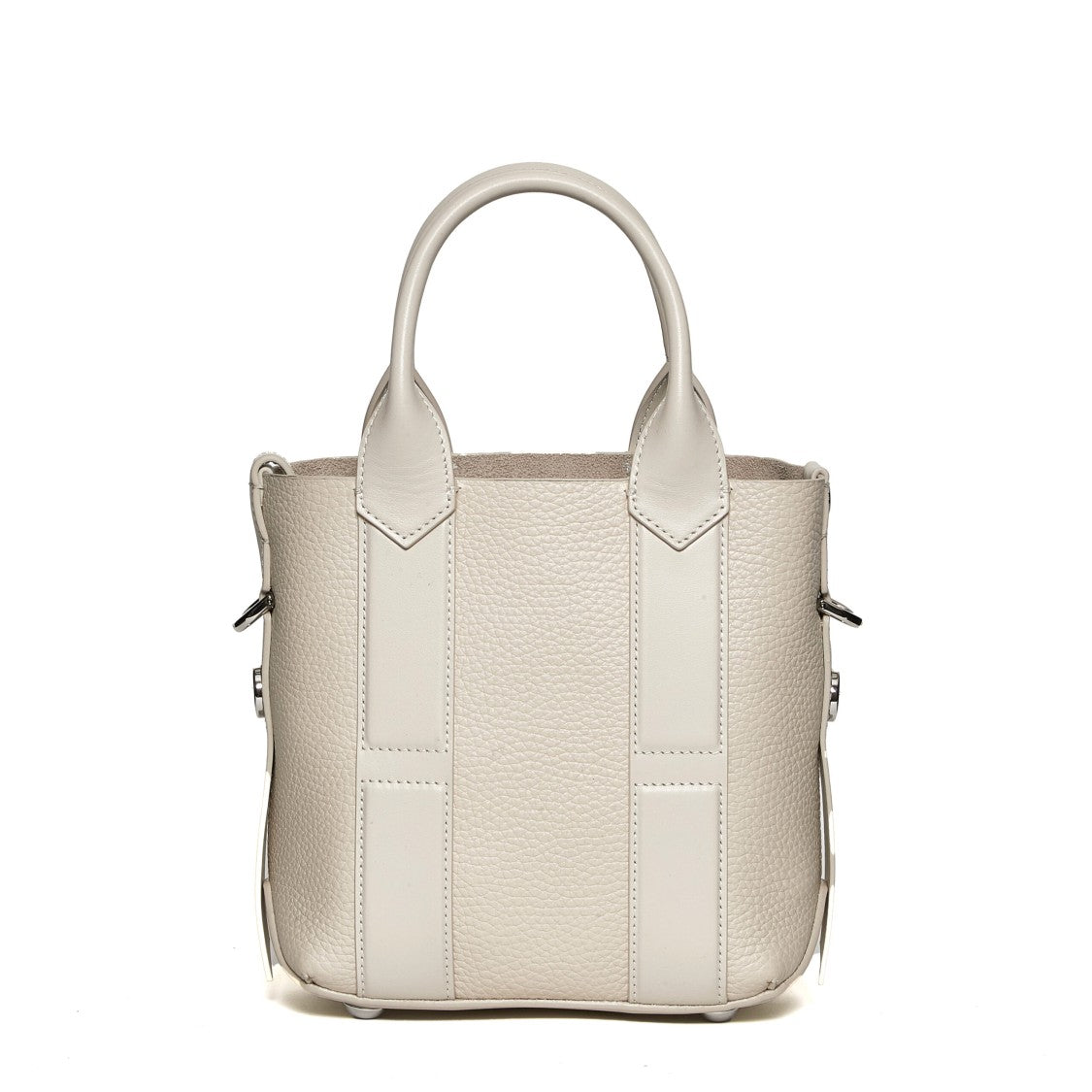 Hogan Ivory Hammered Leather Small Shopping Bag
