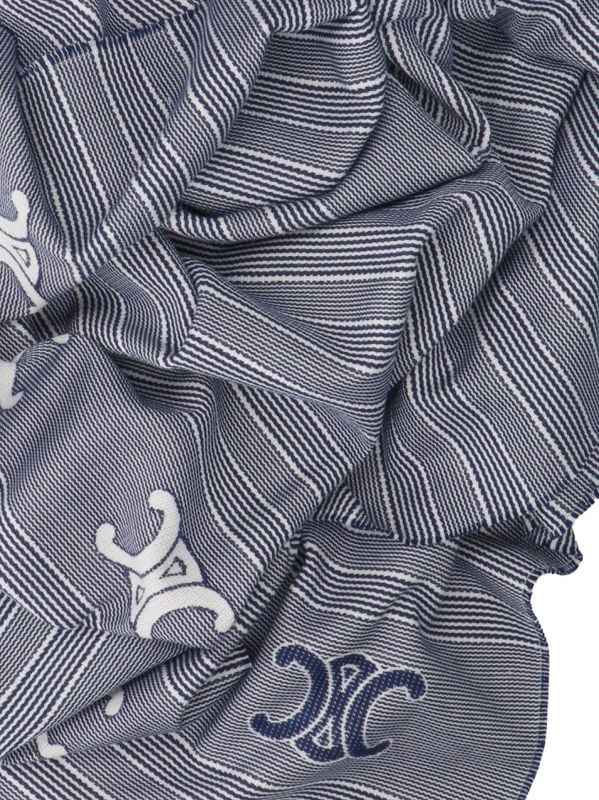 Céline "Triomphe" Striped Towel Blue
