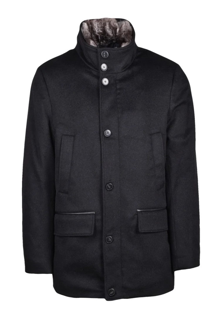 Paul & Shark Cashmere/Hair Coat - Black
