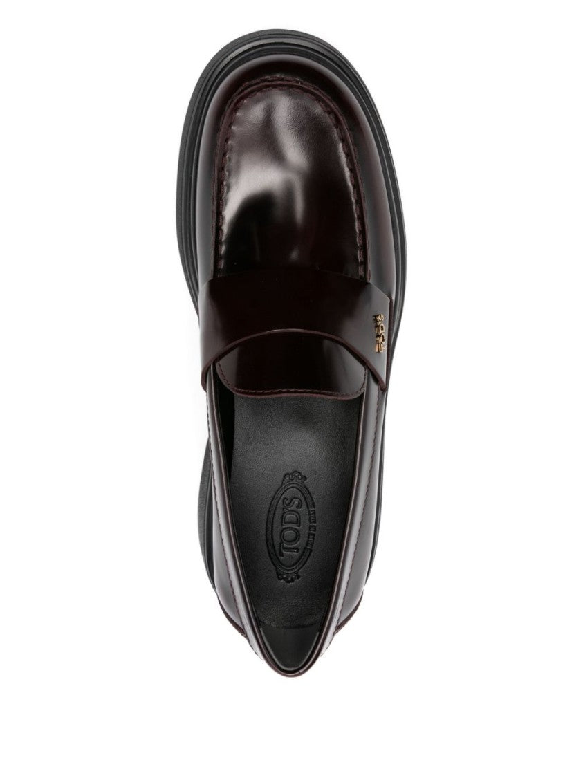 Tod's Black Polished Calfskin Chunky Rubber Loafers