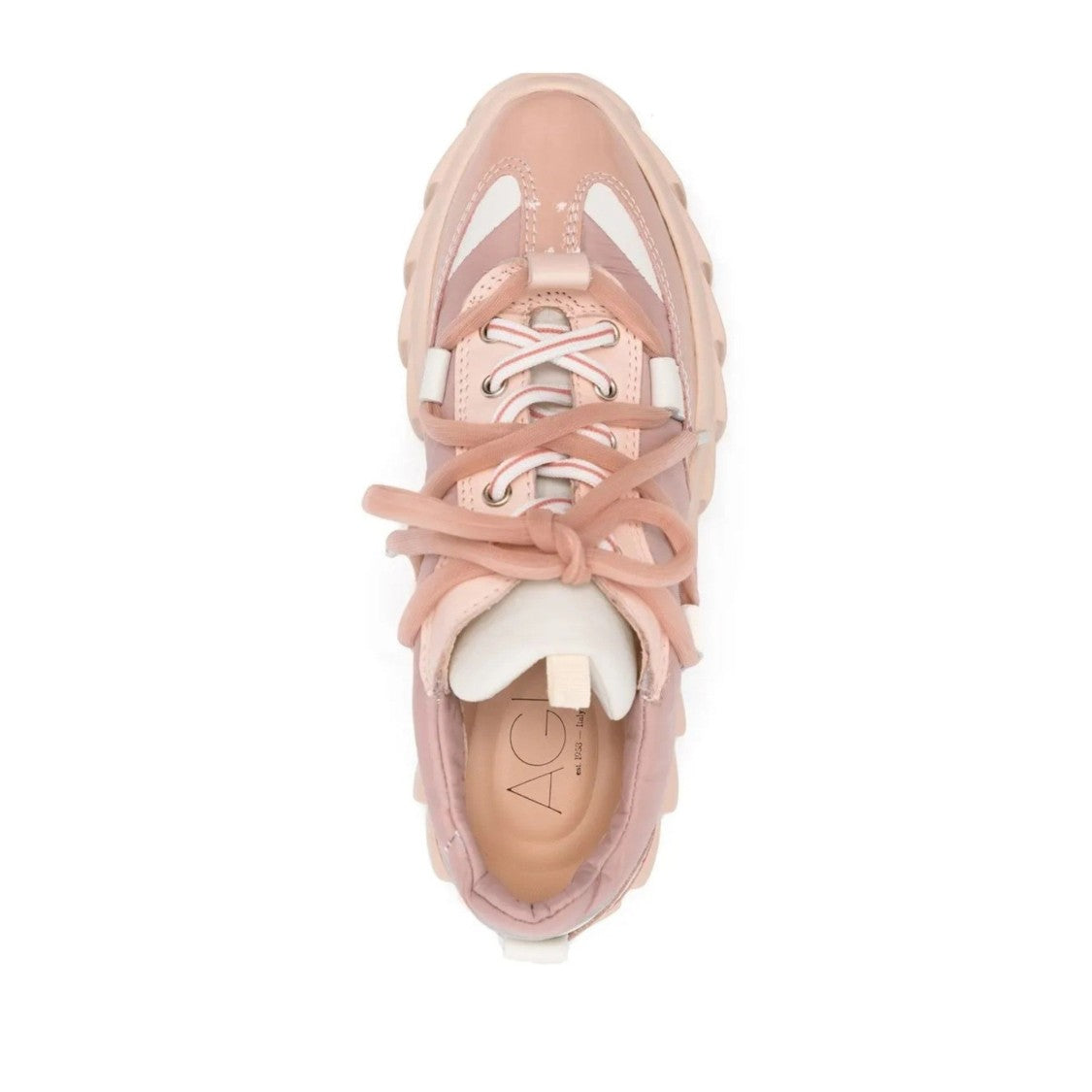 Agl Pink Blondie Synthetic Textured Panel Wedge Sneakers