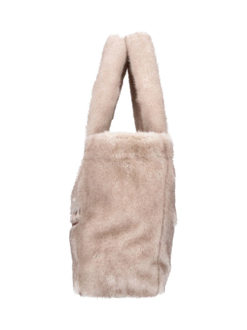 Mc2 Saint Barth Beige Colette Soft Fur Plush Faux Fur Tote Bag