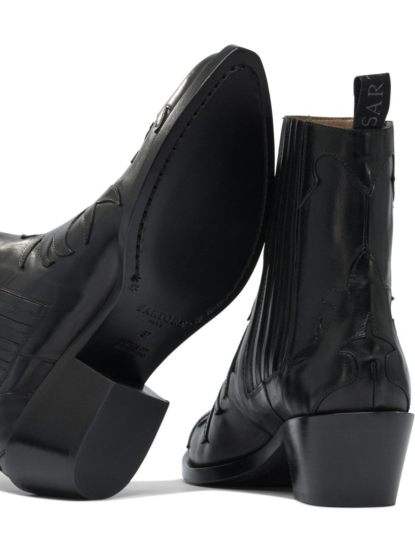 Sartore Pointed Toe Black Ankle Boots