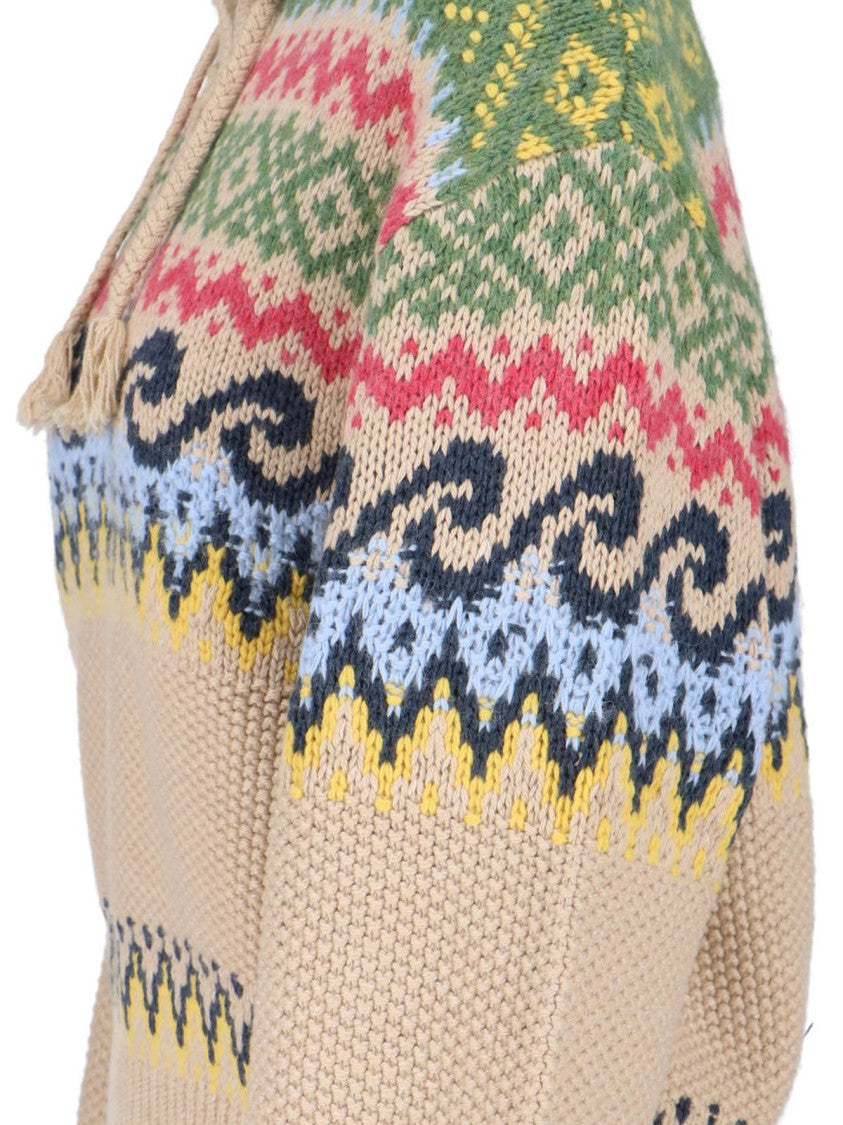 Polo Ralph Lauren Beige Fair-Isle Lace-Up Sweater