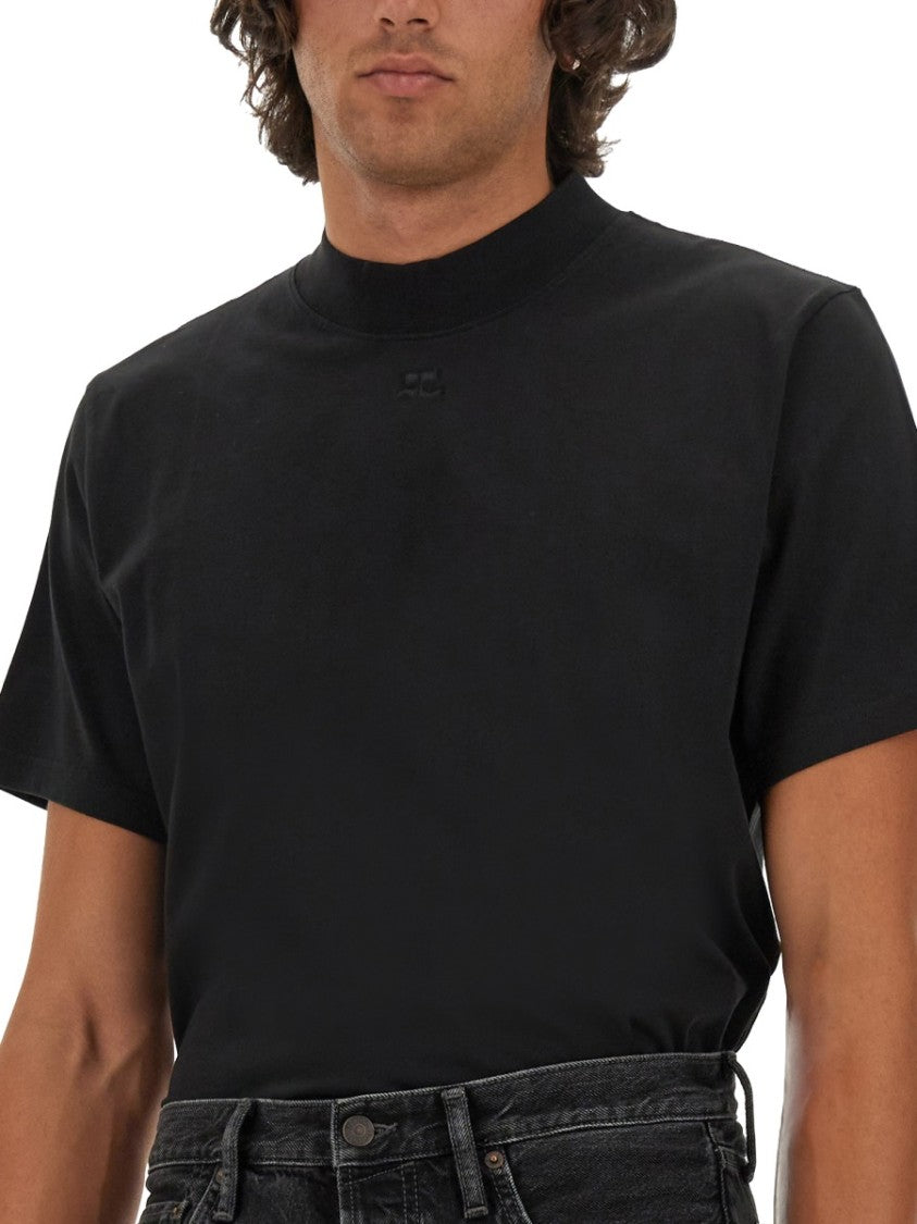 Courrèges Black T-Shirt With Logo Detail